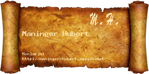 Maninger Hubert névjegykártya